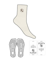 The 3/4 Crew Sock - Off White - Karve - Top Logo - Embroidered - Dark Brown - Hexagon Grip - Dark Brown