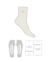 The 3/4 Crew Sock - Off White - Platinum Pilates - Top Logo Stacked - Embroidered - Caramel - Triangle Grip - Transparent