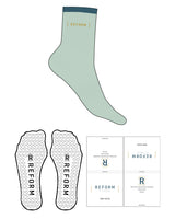 The 3/4 Crew Sock - Light Seafoam - Reform Fitness - Stripe - Blue Smoke - |Reform| - EMB - Gold - Heart Grip - Transparent
