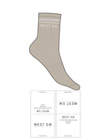 The 3/4 Crew Sock - Tan - West Em Medical Spa - 2 Strip - Top Logo - Full Color
