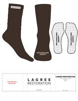 The Slouch Sock - Coco - Lagree Restoration - White Embroidered Label Logo - Cloud Dancer Toe Logo - Black Label Logo - Circle Grip - Transparent