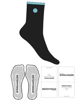 The 3/4 Crew Sock - Black - Instaphysiques - Top Smiley Logo  - EMB - Aqua - Hexagon Grip - Aqua