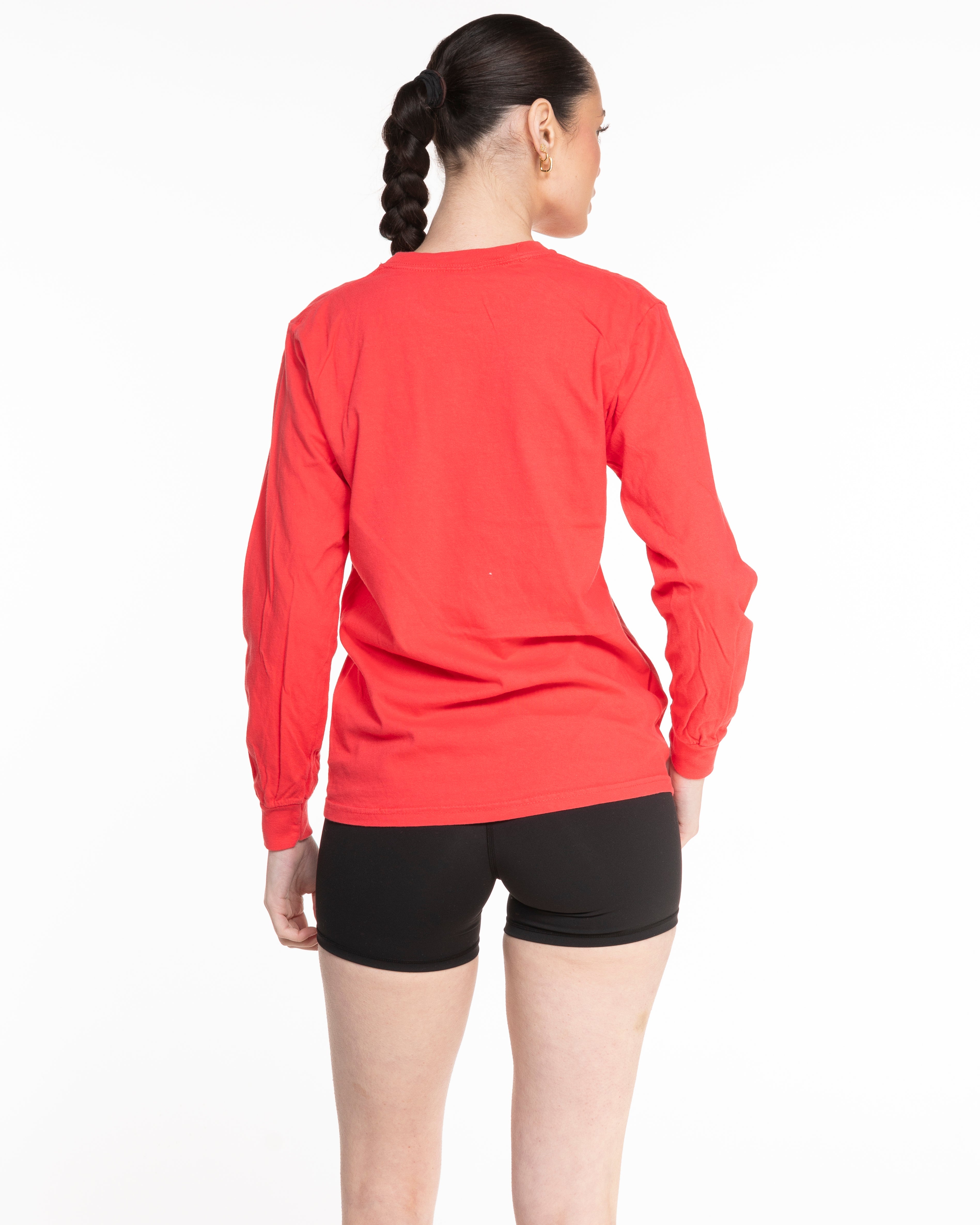 The Unisex Midweight Long Sleeve - Dragonfruit - Fit 4 Mom Carlsbad Encinitas - Left Chest Stacked & Back Center - White