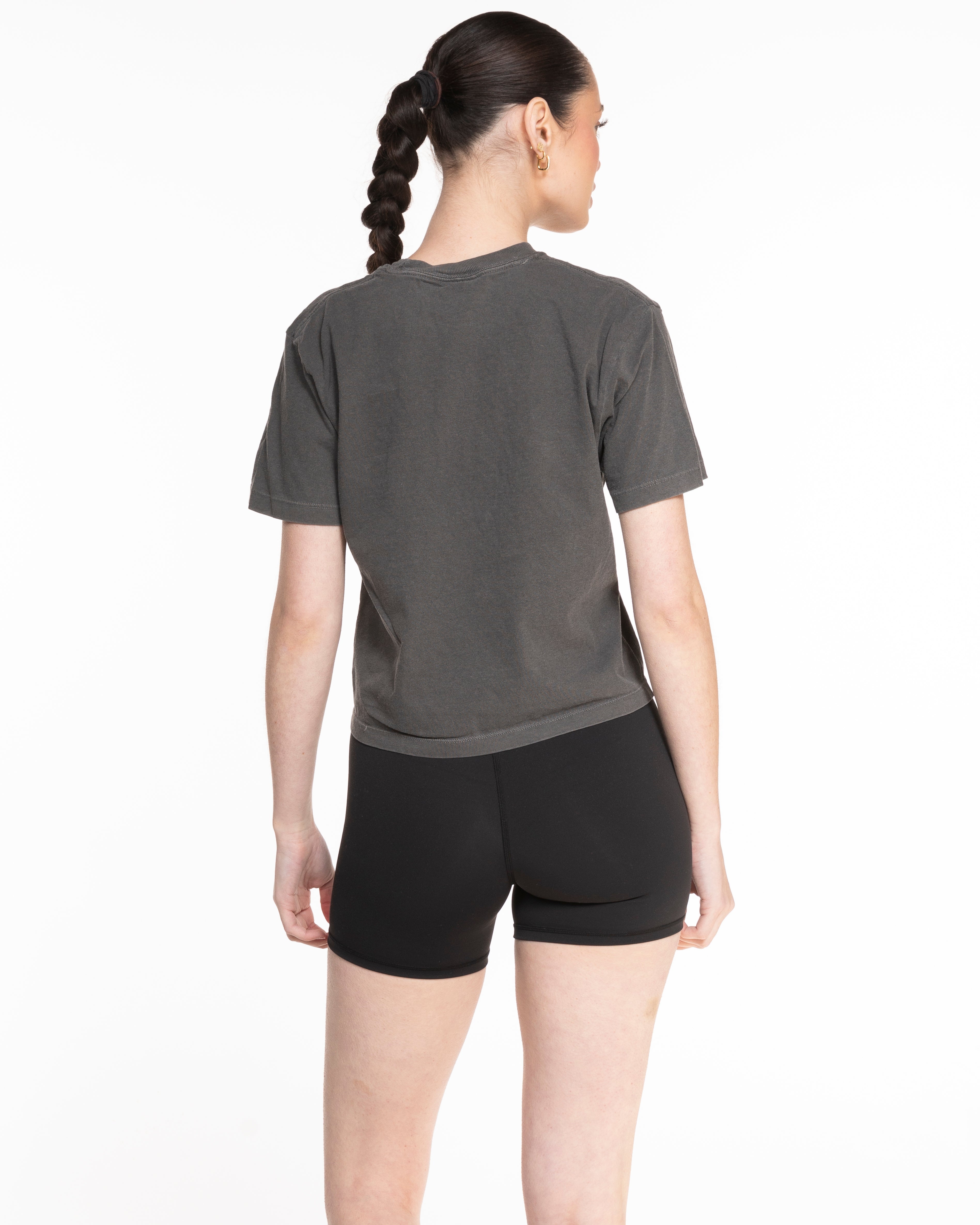 The Midweight Crop Tee - Pepper - C2 Financial - Left Chest Stacked - Printed - White