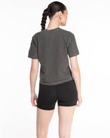 The Midweight Crop Tee - Pepper - C2 Financial - Left Chest Stacked - Printed - White