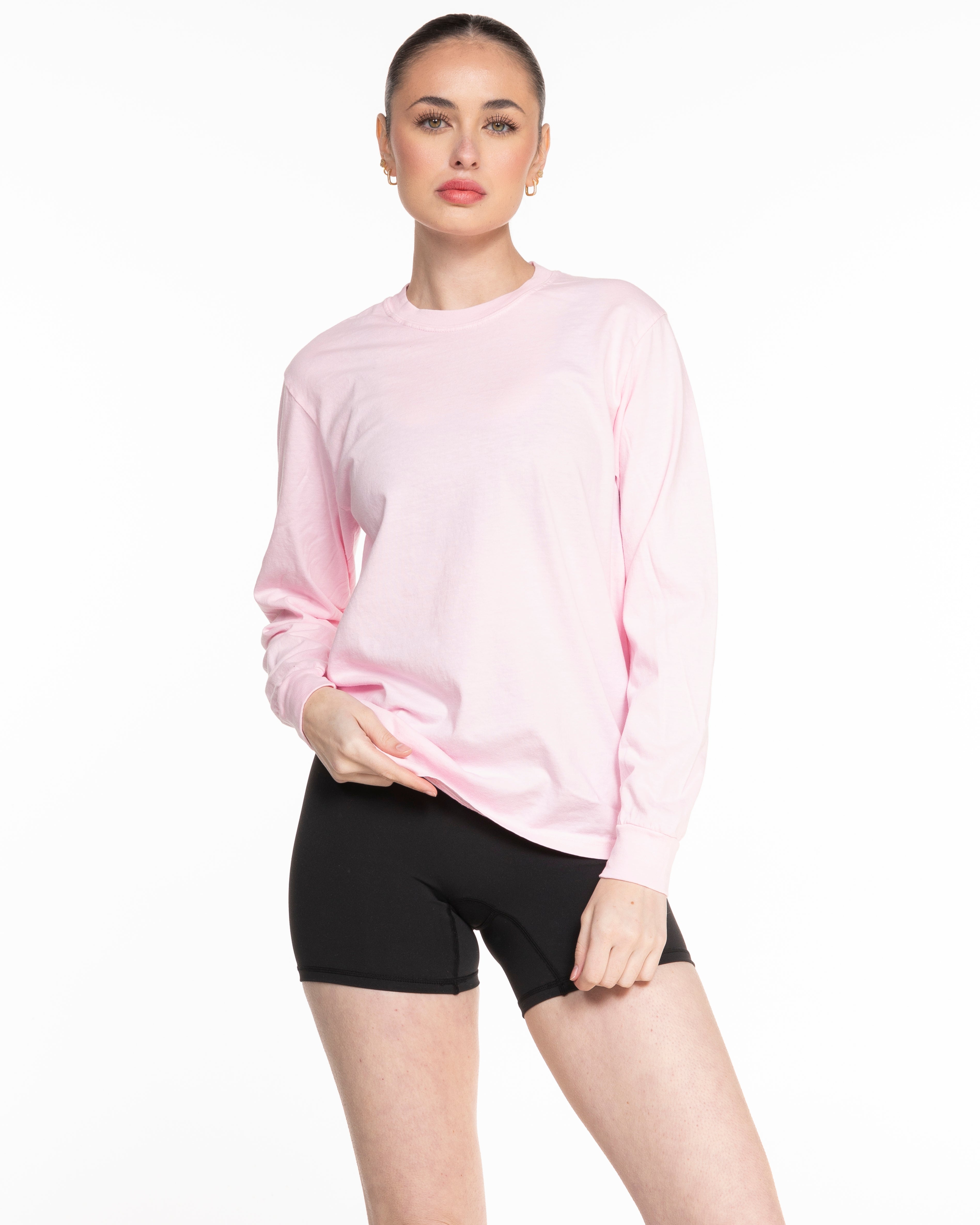 The Unisex Midweight Long Sleeve - Blossom - Sweat & Shine - Center Chest - White