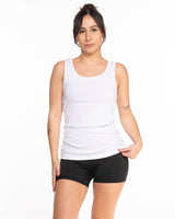 The Micro Rib Full Length Tank - White - Soma Lab - Center Chest - Black