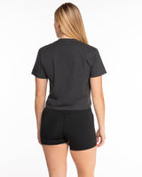 The Boxy Crop Tee - Charcoal - Bigger Picture Fitness - Arc Chest Stacked - Printed - Black