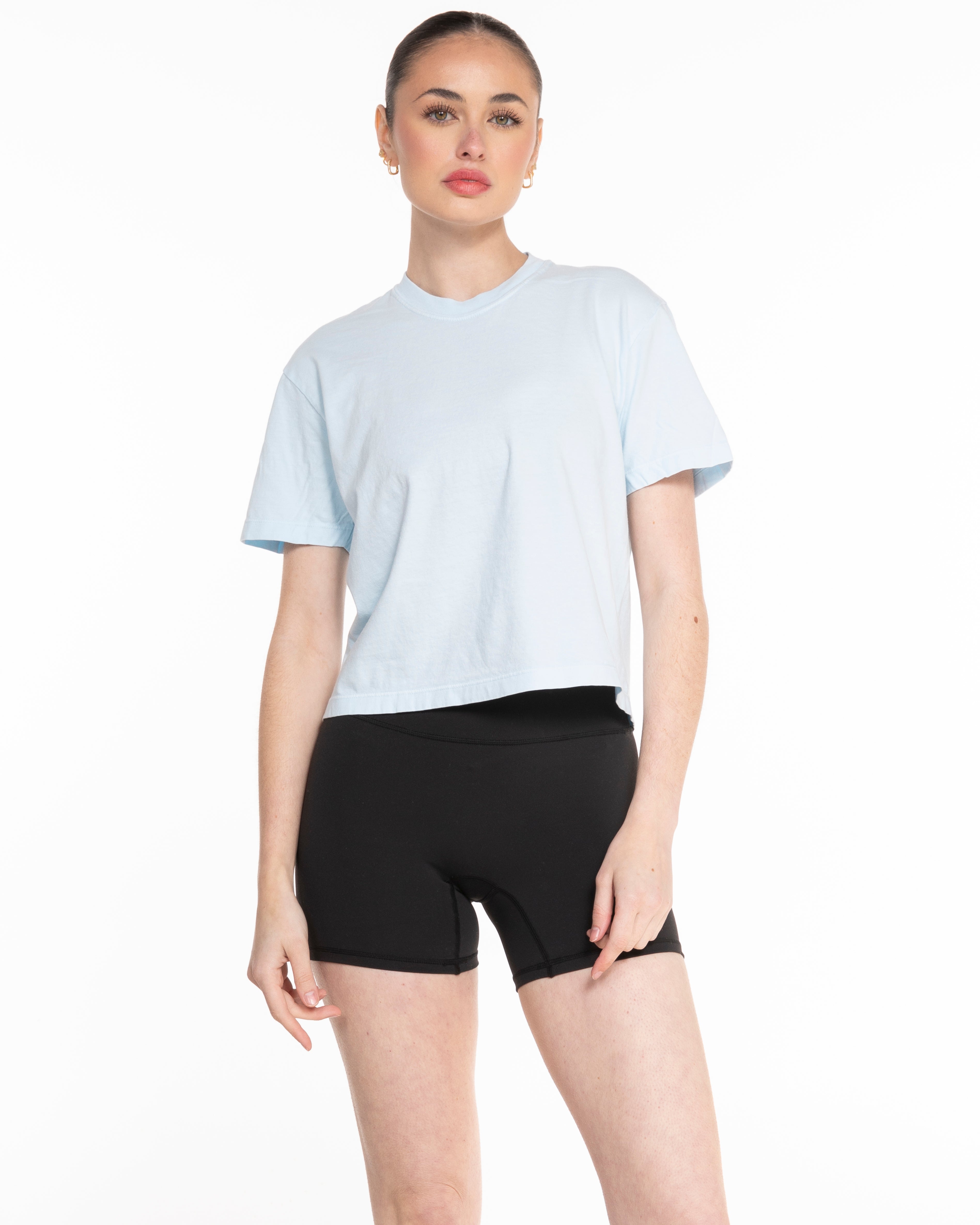 The Midweight Crop Tee - Light Blue - Barnes. The Label - Center Chest - Printed - Full Color