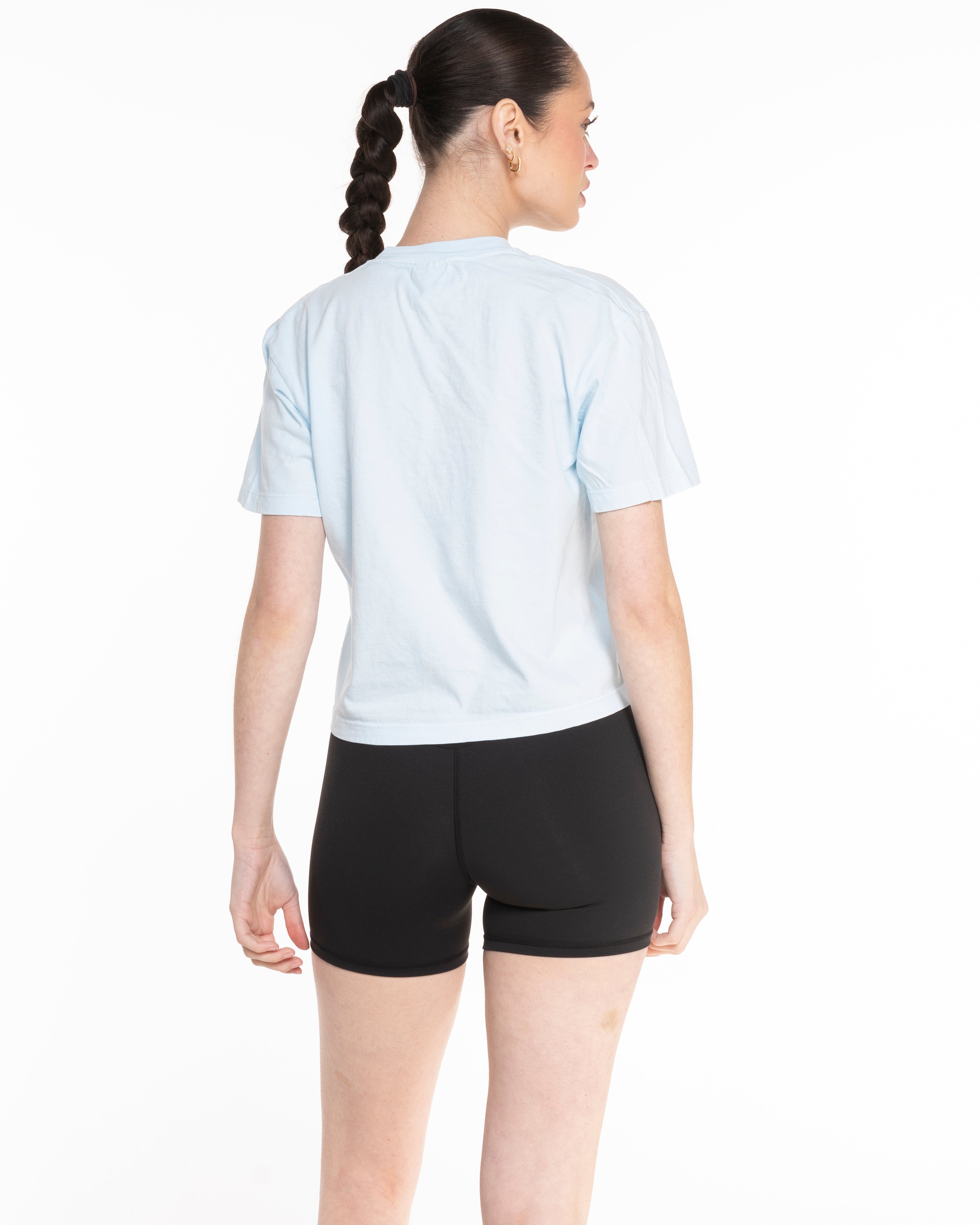 The Midweight Crop Tee - Light Blue - Barnes. The Label - Center Chest - Printed - Full Color