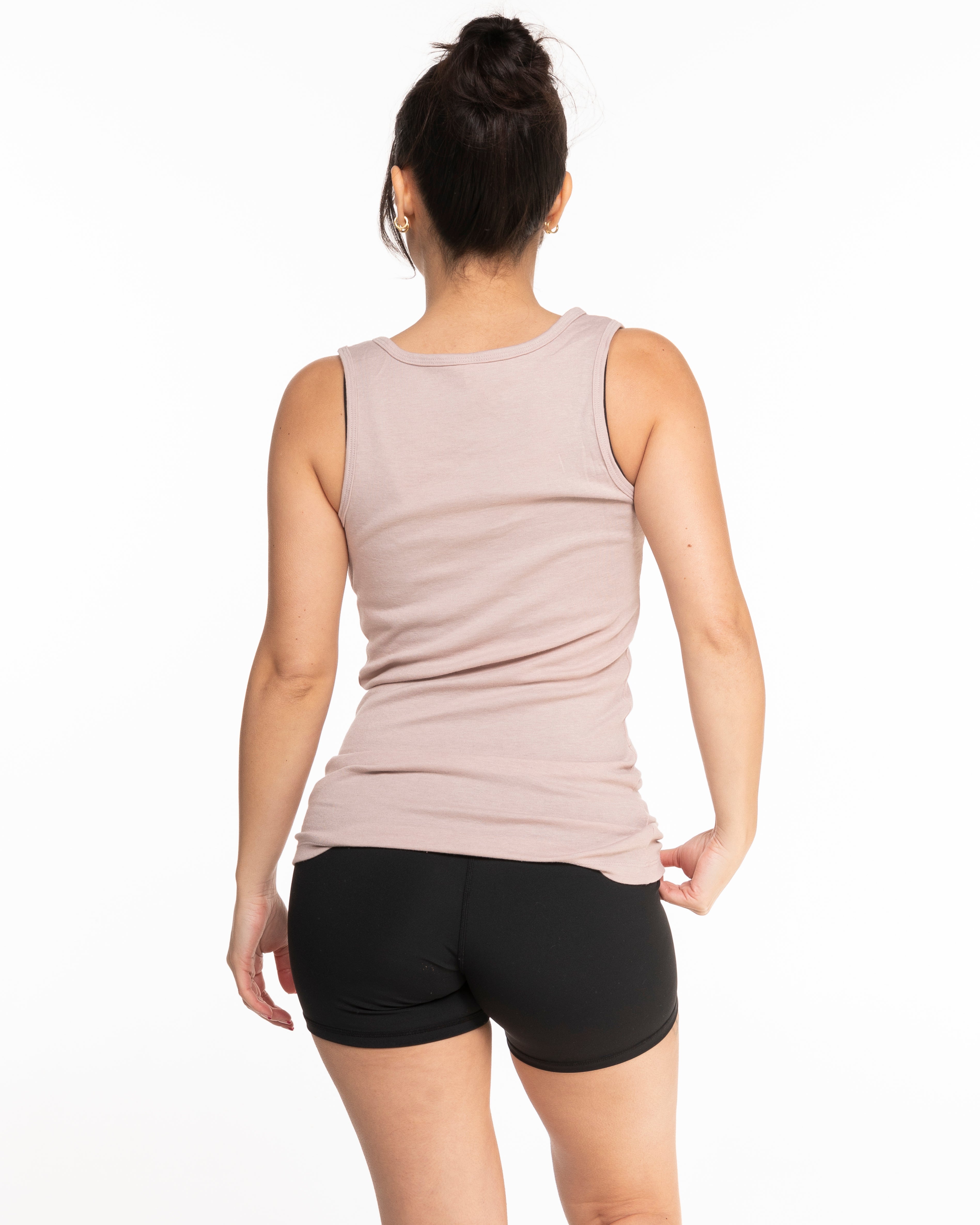 The Micro Rib Full Length Tank - Taupe Heather - Sultivate - Center Chest Stacked & Upper Back - Printed - Off White