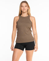 The Recycled Womens Tank - Army Heather - Core Precision - Center Chest Stacked - Printed - White
