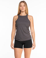 The Recycled Womens Tank - Charcoal Heather - Core Precision - Center Chest - White