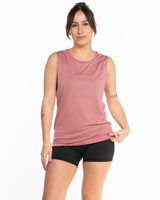 The Scoop Muscle Tank - Mauve - Cyclebar - Center Chest Stacked & Back Icon - Printed - Full Color