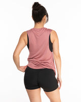 The Scoop Muscle Tank - Mauve - Cyclebar - Center Chest Stacked & Back Icon - Printed - Full Color