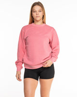 The Midweight Unisex Crewneck - Washed Pink - Viva Pilates - Left Chest Stacked - Printed - White
