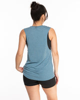 The Scoop Muscle Tank - Teal Heather - Studio Physique - Center Chest - Printed - Teal