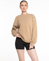 The Midweight Unisex Crewneck - Washed Sandstone - Core Crown Point - Left Chest & Back Stacked - Printed - Espresso