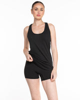 The Womens Full Length Tank - Black - Core Evolution - Center Chest - Teal