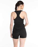 The Womens Full Length Tank - Black - Core Evolution - Center Chest - Teal