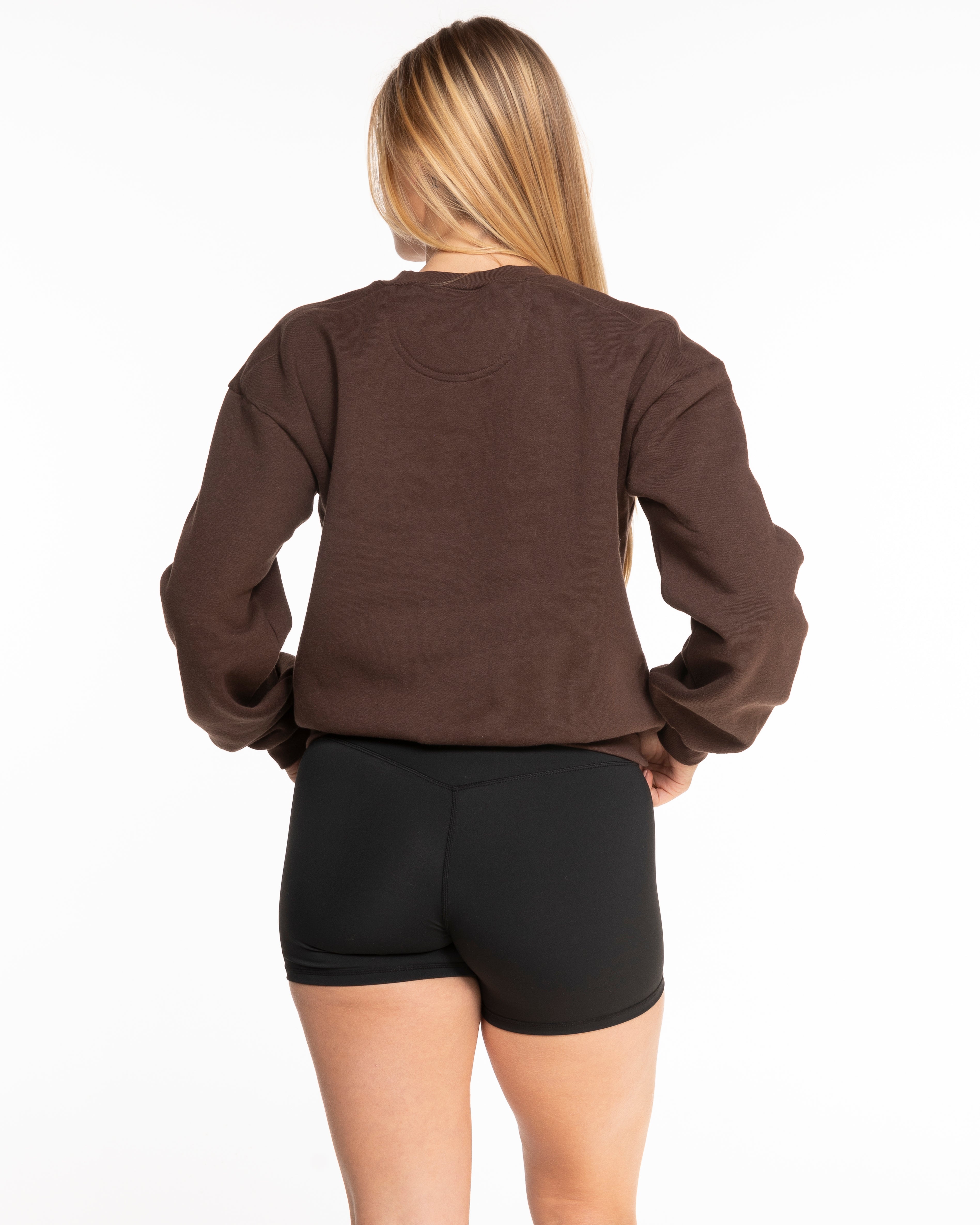 The Recycled Womens Crewneck - Brown - Move Madly - Center Stacked - Printed - White