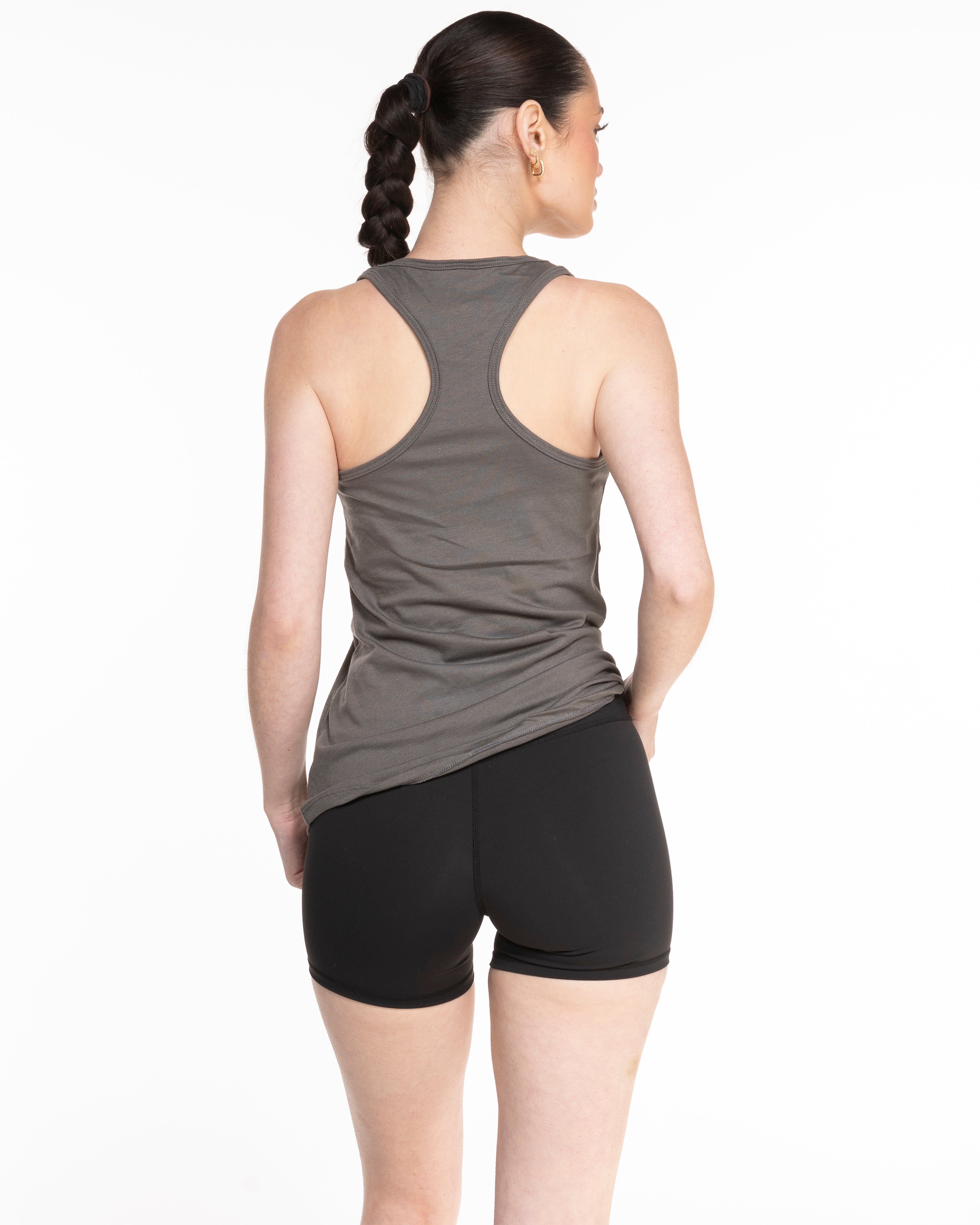 The Womens Full Length Tank - Charcoal - Core Reform - Left Chest & Center Back - Printed - Black