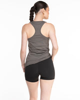 The Womens Full Length Tank - Charcoal - Core Reform - Left Chest & Center Back - Printed - Black