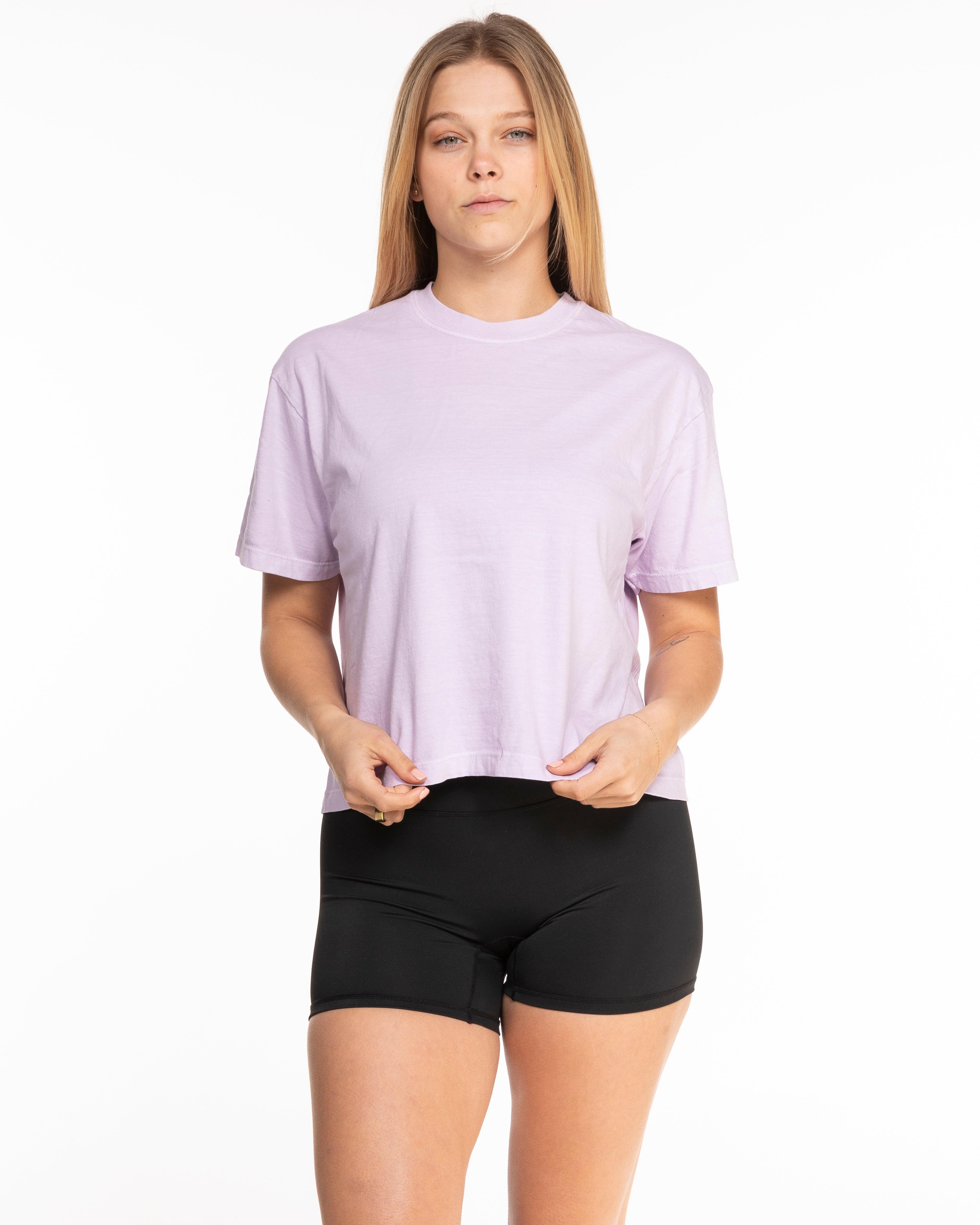 The Midweight Crop Tee - Orchid - Mantra - Center Chest Arc - Printed - Full Color