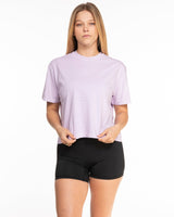 The Midweight Crop Tee - Orchid - HiLo - Center Chest Stacked - Printed - Tone on Tone
