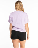 The Midweight Crop Tee - Orchid - HiLo - Center Chest Stacked - Printed - Tone on Tone