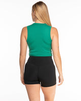 The Micro Rib Basic Crop Tank - Apple - CB Fit - Left Chest - Printed - White