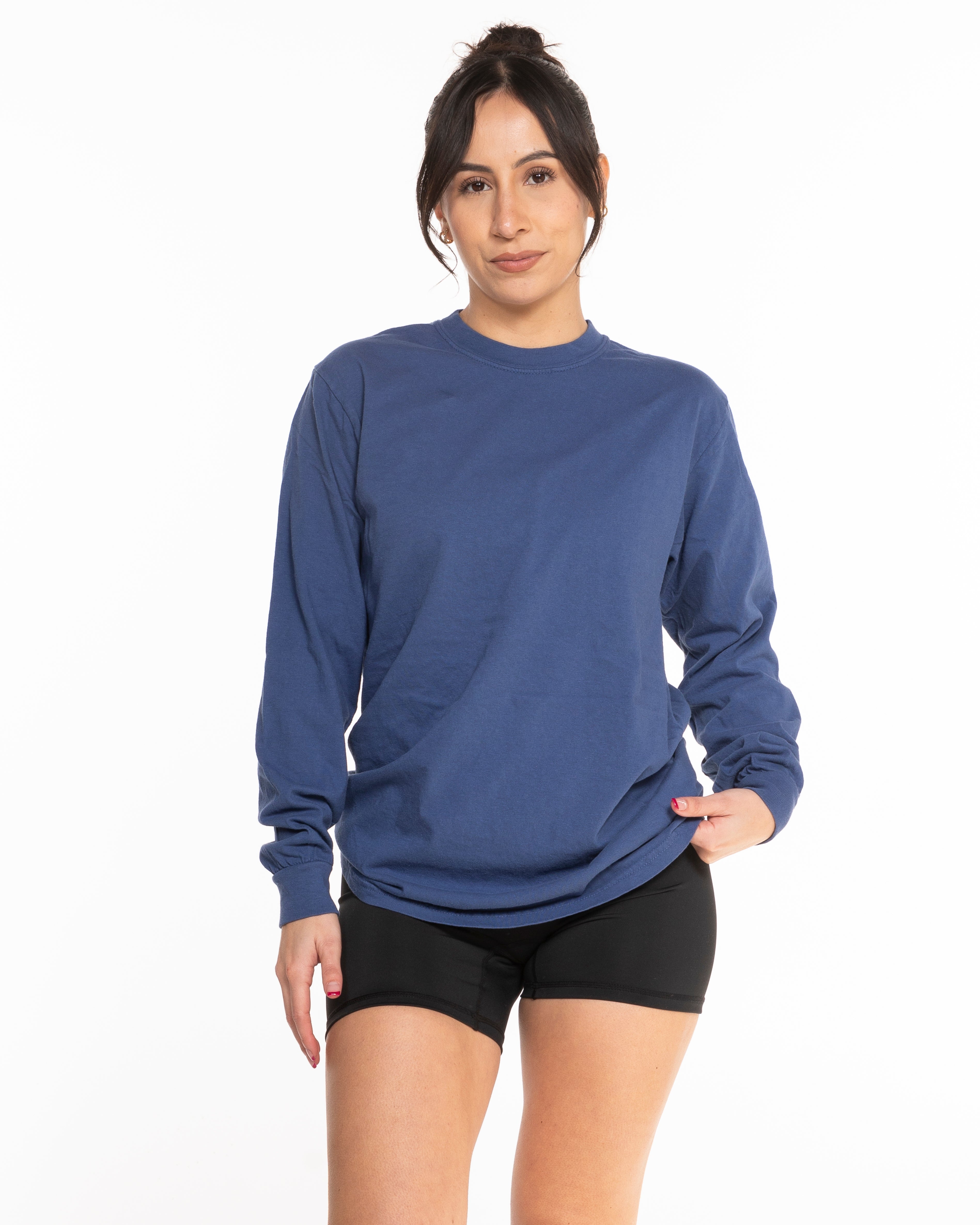 The Unisex Midweight Long Sleeve - Atlantic - Pilates Baddie - Left Chest Round - Printed - White