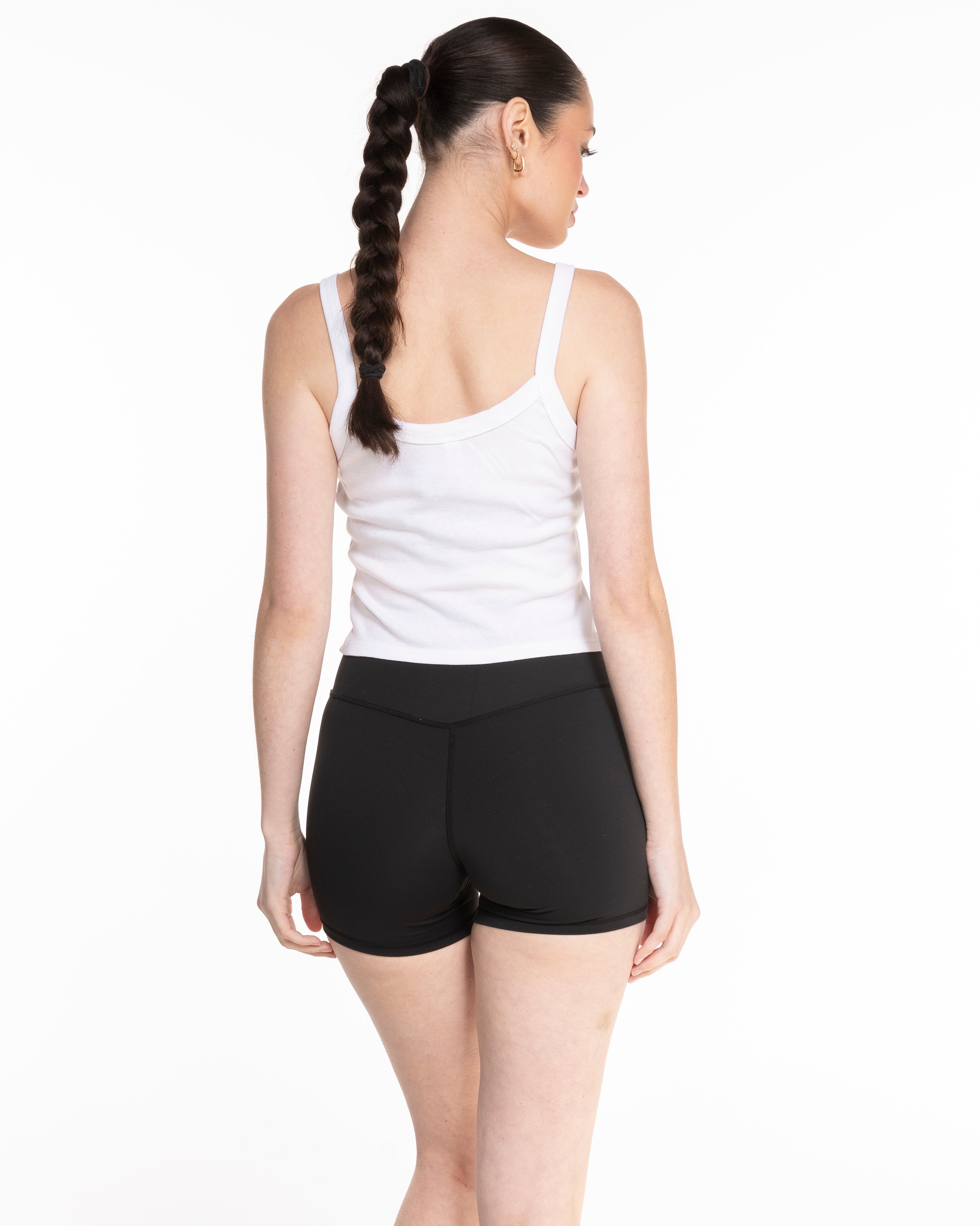 The Micro Rib Strappy Crop Tank - White - Pulse Lagree Fitness - Center Chest - Printed - Black