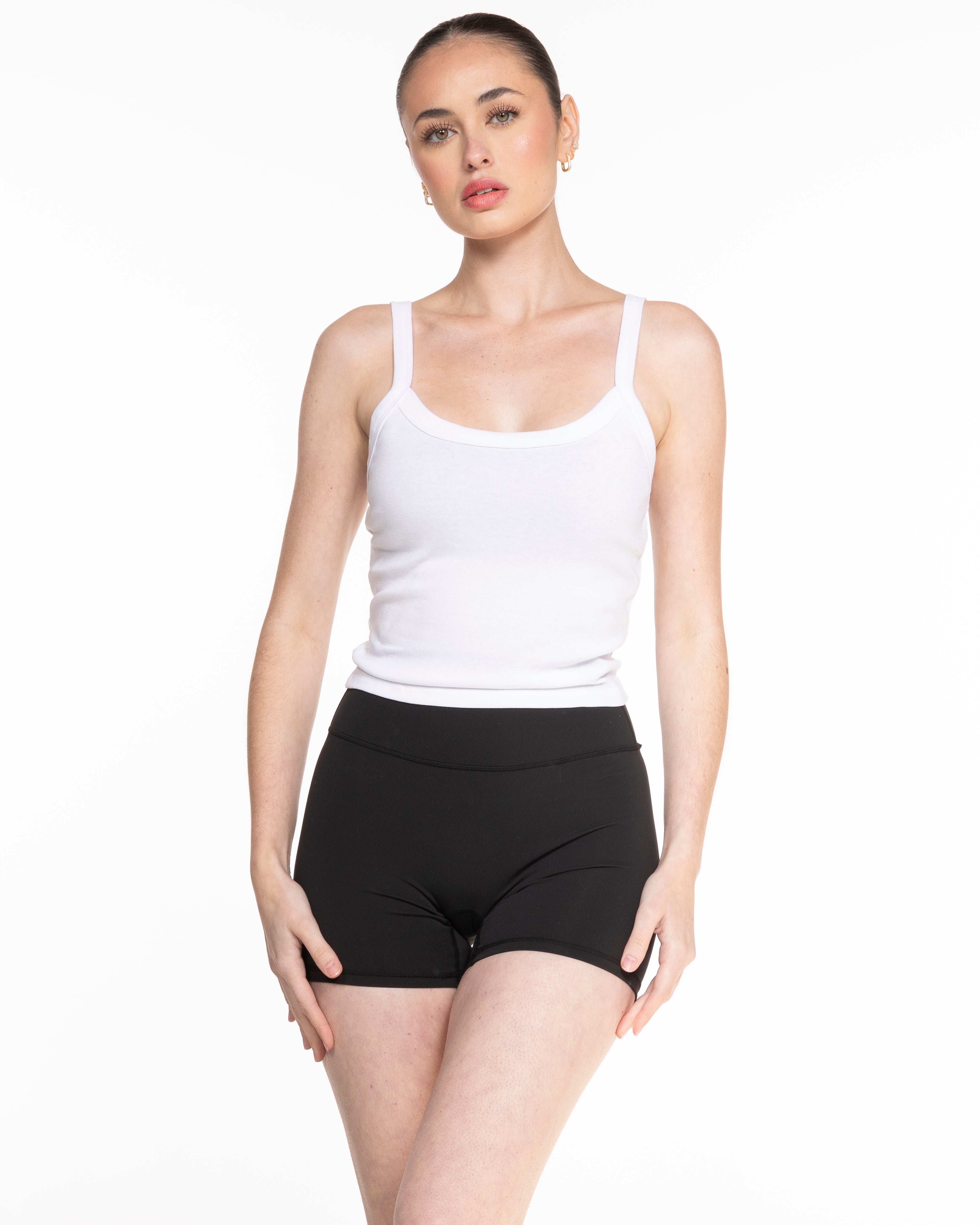 The Micro Rib Strappy Crop Tank - White - Pulse Lagree Fitness - Center Chest - Printed - Black