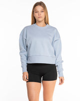 The Womens Heavyweight Crop - Denim Blue - Viva Lagree - Left Chest & Back Stacked - Printed - Full Color