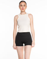 The Micro Rib Racer Crop - Natural - CB Fit - Chest - Printed - Black