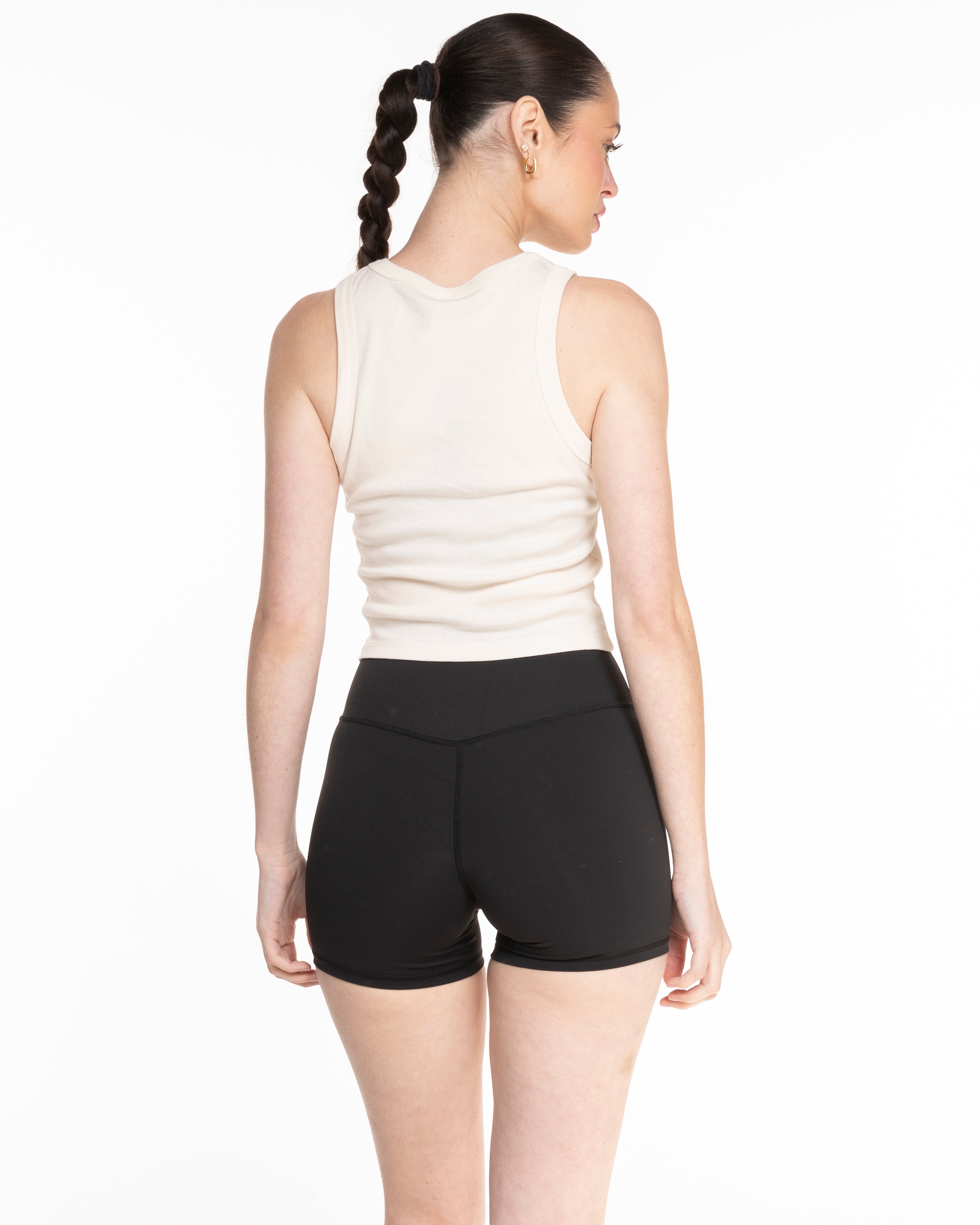 The Micro Rib Racer Crop - Natural - CB Fit - Chest - Printed - Black