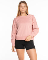 The Womens Sueded Crewneck - Peach - Wicked Core - Center Chest - Printed - Tone on Tone