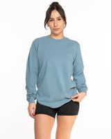 The Unisex Midweight Long Sleeve - Ice Blue - Megafit House - Left Chest - Printed - White