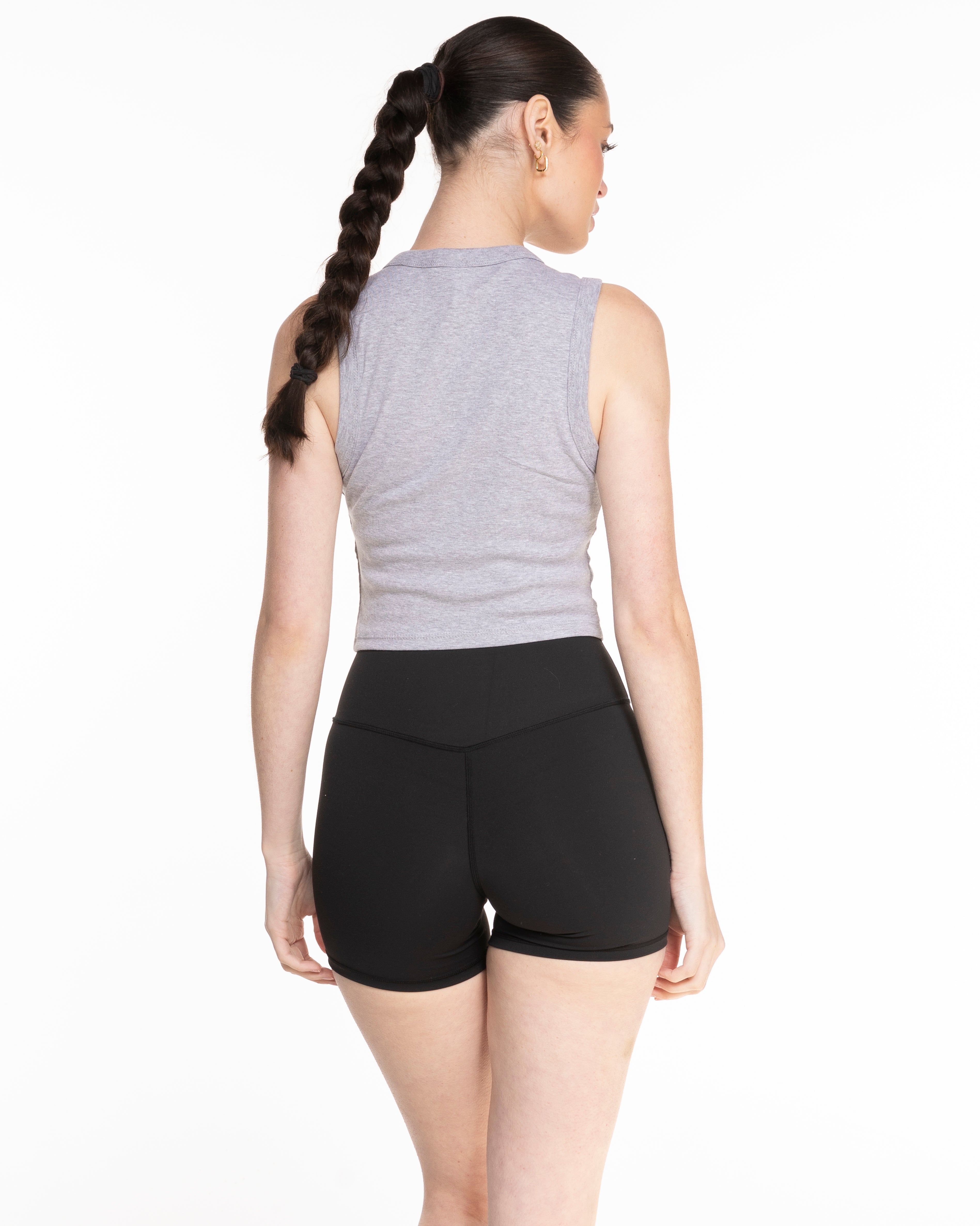 The Micro Rib Basic Crop Tank - Heather - Chosen Foods - Center Chest- Embroidered - Left Waist - Printed Full Color