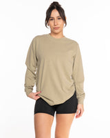 The Unisex Midweight Long Sleeve - Sandstone - Core Reform - Center Chest & Back Neckline - Printed - Khaki