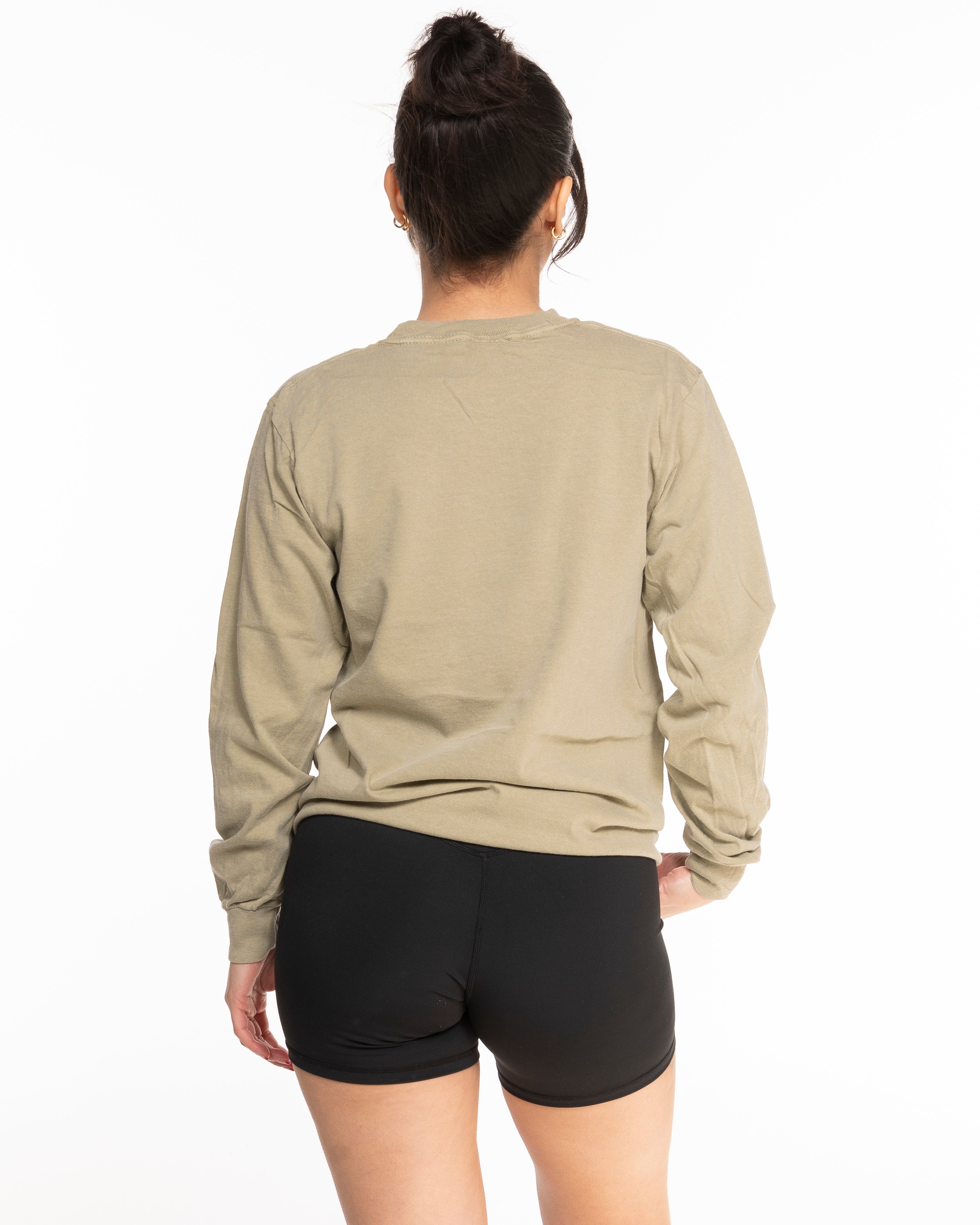 The Unisex Midweight Long Sleeve - Sandstone - Core Reform - Center Chest & Back Neckline - Printed - Khaki