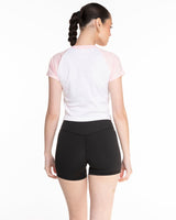 The Micro Rib Baby Tee - White / Pink - Golden Hour - Center Chest Stacked - Printed - Baby Pink