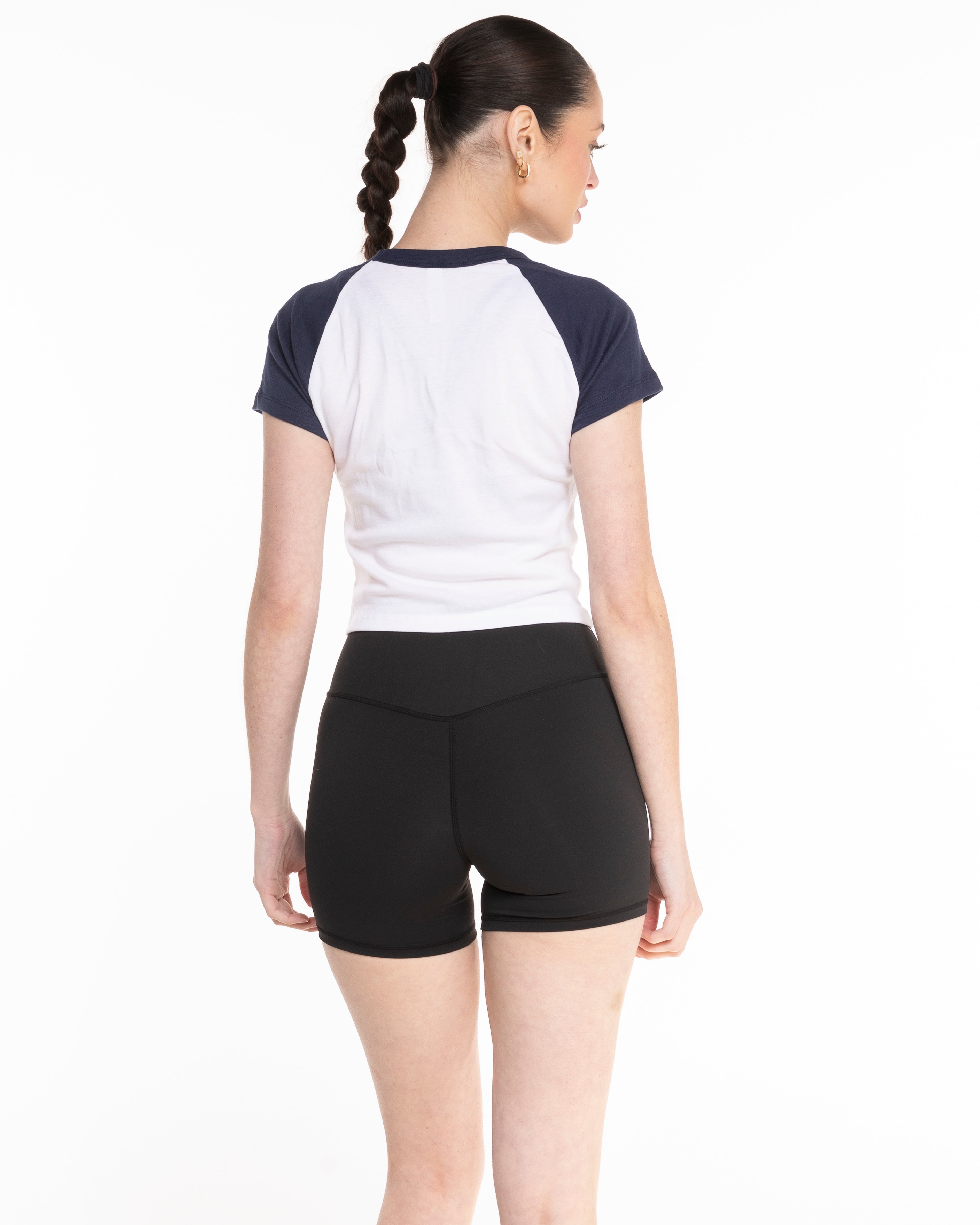 The Micro Rib Baby Tee - White / Navy - C Wickson - Center Chest Logo - Printed - Full Color