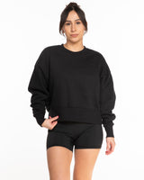 The Womens Heavyweight Crop - Black - Positively Fit - Center Chest Stacked - Printed - Full Color