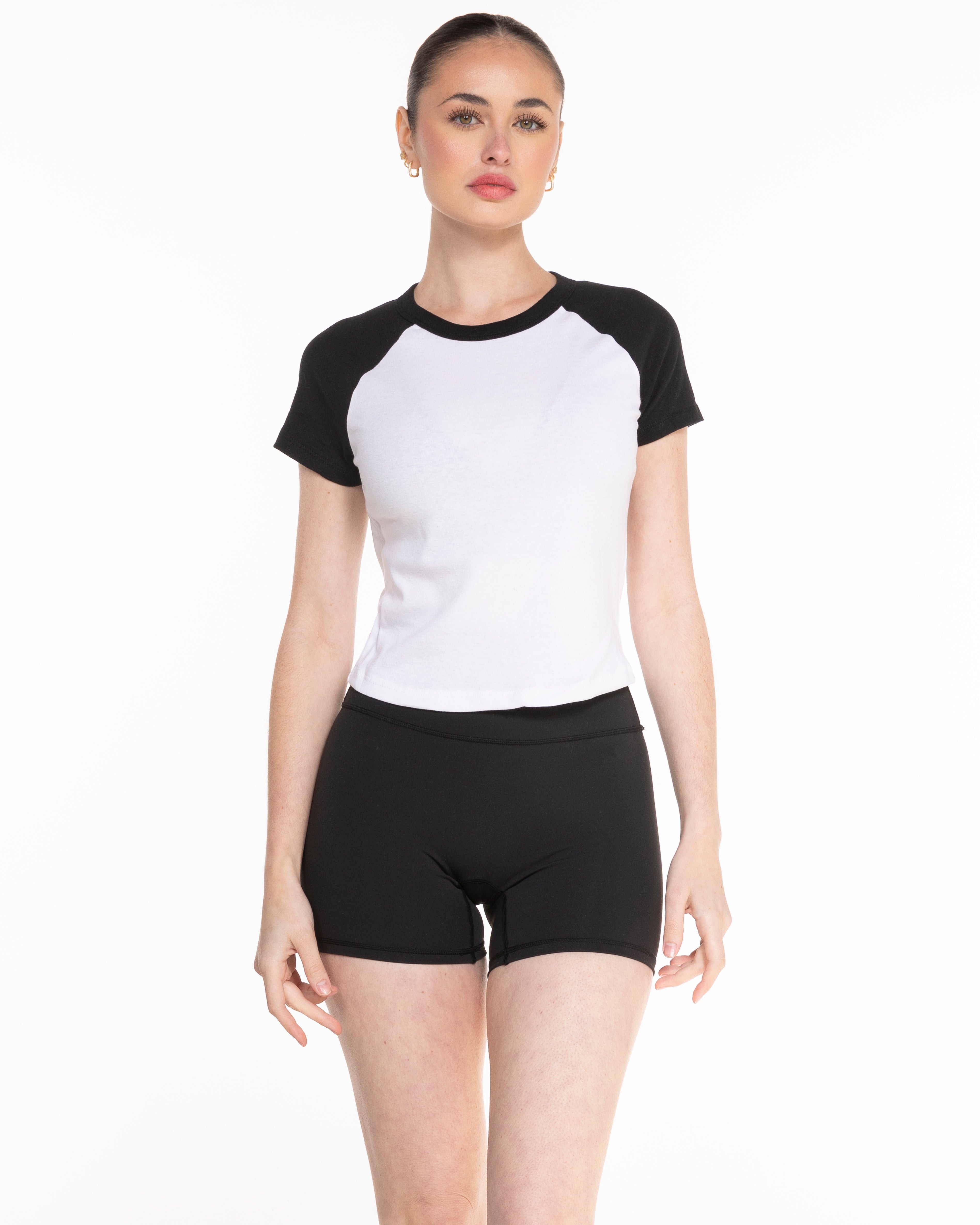 The Micro Rib Baby Tee - White / Black - Royal Training Club - Center Chest Stacked - Printed - Red