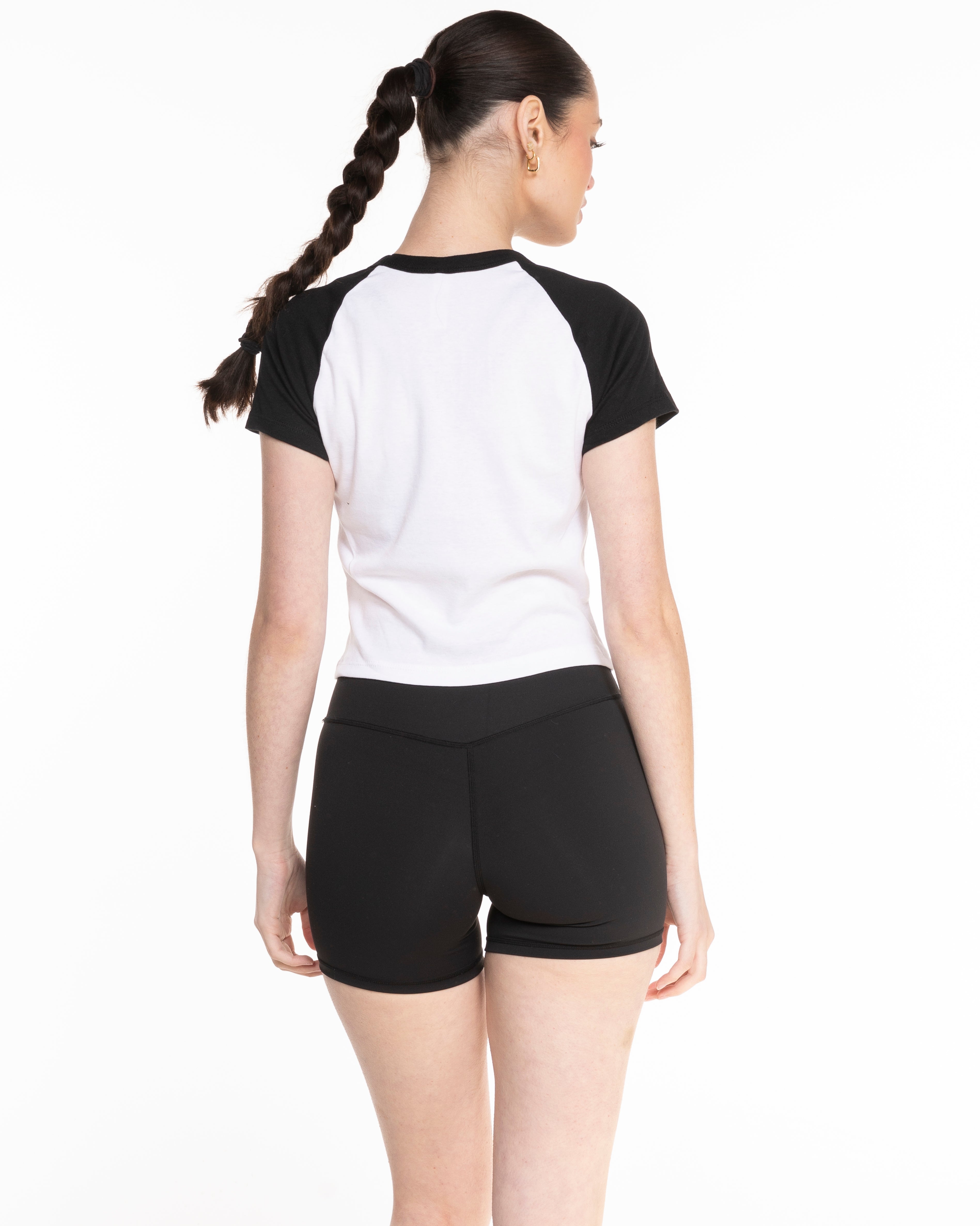 The Micro Rib Baby Tee - White / Black - Royal Training Club - Center Chest Stacked - Printed - Red