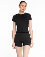 The Micro Rib Baby Tee - Black - Elevate Training - Center Chest & Upper Back - Printed - White