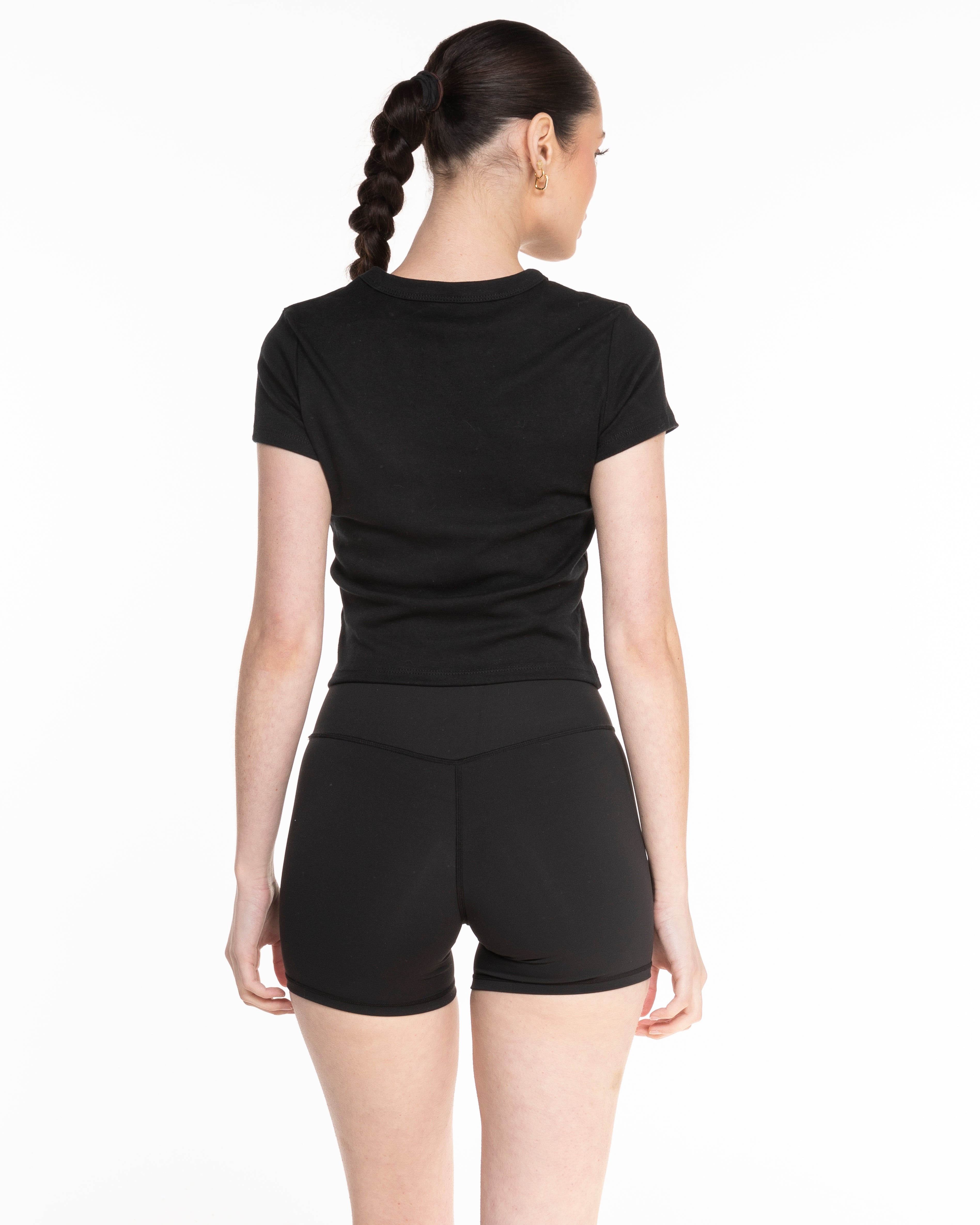 The Micro Rib Baby Tee - Black - Elevate Training - Center Chest & Upper Back - Printed - White
