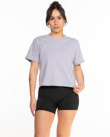 The Boxy Crop Tee - Heather - PHS - Center Chest - Back Center - Printed - Black